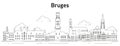 Bruges cityscape line art vector illustration