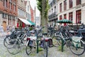 Bruges, Street with bicycle parking