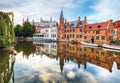 Bruges - Traditional city canals in the historical medieval. Belgium Royalty Free Stock Photo