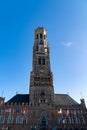 Brugge Belfry tower facade of famous tourist destination at Grote markt square in Bruges Royalty Free Stock Photo