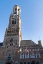 Brugge Belfry tower facade of famous tourist destination at Grote markt square in Bruges Royalty Free Stock Photo