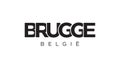 Brugge in the Belgium emblem. The design features a geometric style, vector illustration with bold typography in a modern font.