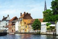 Tourist boat on canal Spiegelrei, Bruges, Belgium Royalty Free Stock Photo