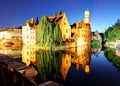 Brugge - Belgium, Rozenhoedkaai with Perez de Malvenda house and Royalty Free Stock Photo