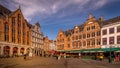 The colorful medieval houses with Step Gables lining the central Markt Market Square in Bruges Royalty Free Stock Photo