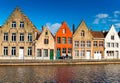 Brugge Bruges, Belgium. Colored houses in the traditional architecture style Royalty Free Stock Photo