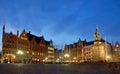 The Market Square in Brugge, Belgium at night