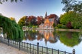 Brugge. Minnevater park at sunset. Royalty Free Stock Photo