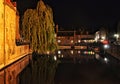 Brugge night view with a canal and old building, Belgium Royalty Free Stock Photo