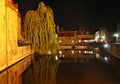 Brugge night view with a canal and old building, Belgium Royalty Free Stock Photo