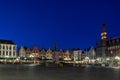 Brugges historic buildings by night