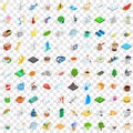 100 brumal icons set, isometric 3d style Royalty Free Stock Photo