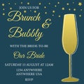 Brunch and bubbly. Bridal shower invitation with the glass of champagne and stars.