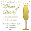 Brunch and bubbly. Bridal shower invitation with the glass of champagne and stars.