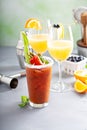 Brunch cocktails with mimosas and bloody mary Royalty Free Stock Photo