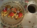 brunch.coffee.tray. strawberry.flower.