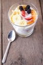 Brunch : glass of home made yogurt. Royalty Free Stock Photo