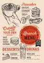 Brunch menu restaurant, food template. Royalty Free Stock Photo