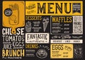 Brunch menu restaurant, food template. Royalty Free Stock Photo