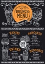 Brunch menu restaurant, food template. Royalty Free Stock Photo