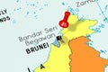 Brunei, Bandar Seri Begawan - capital city, pinned on political map
