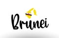 Brunei country big text with flag inside map concept logo