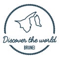 Brunei Darussalam Map Outline. Vintage Discover.