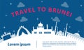 Brunei famous landmark silhouette style with text inside