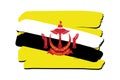 Brunei Flag with colored hand drawn lines in Vector Format