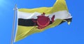 Brunei flag waving at wind in slow, loop
