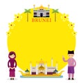 Brunei Landmarks, People in Traditional Clothing, Frame