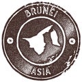 Brunei map vintage stamp.