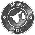 Brunei map vintage stamp.