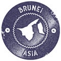 Brunei map vintage stamp.