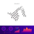 Brunei people icon map. Detailed vector silhouette. Mixed crowd of men and women. Population infographics
