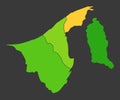 Brunei population heat map as color density illustration