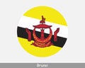 Brunei Round Circle Flag. Bruneian Circular Button Banner Icon. EPS Vector