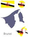 Country Brunei silhouette and flag vector