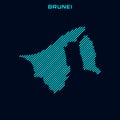 Brunei Striped Map Vector Design Template With Blue Background.