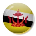 Bruneian flag glass button vector illustration