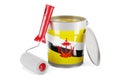 Bruneian flag on the paint can, 3D rendering Royalty Free Stock Photo