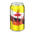 Bruneian flag painted on the drink metallic can. 3D rendering