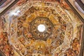 Brunelleschi`s Dome. The Last Judgement. Painting in Firenze cathedral. Basilica di Santa Maria del Fiore, Duomo, Florence, Italy Royalty Free Stock Photo