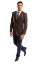 Brunet male model wearing elegant and fashionable suit Royalty Free Stock Photo