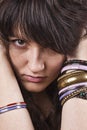 Brunet woman with bracelets Royalty Free Stock Photo