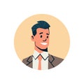 Brunette businessman avatar man face profile icon concept online support service male cartoon character portrait