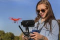 Brunette Coed Flying A Drone