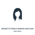 brunette female woman long hair icon vector from body parts collection. Thin line brunette female woman long hair outline icon