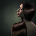 Brunette Girl. Healthy Long Hair Royalty Free Stock Photo