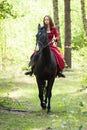 Brunette girl on horse